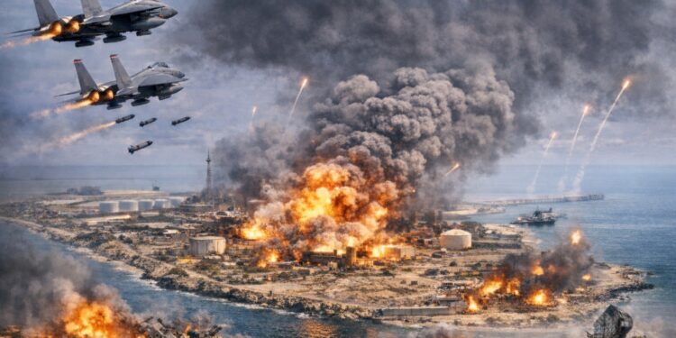 واشنطن تشن هجوماً كبيراً على جزيرة (خرج) الإيرانية وتقصف أكثر من 90 هدفا