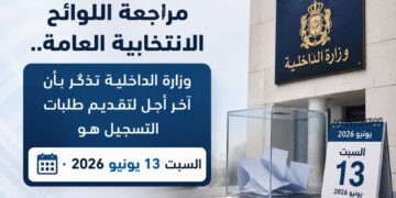 مراجعة اللوائح الانتخابية العامة.. وزارة الداخلية تذكّر بأن آخر أجل لتقديم طلبات التسجيل هو السبت 13 يونيو 2026