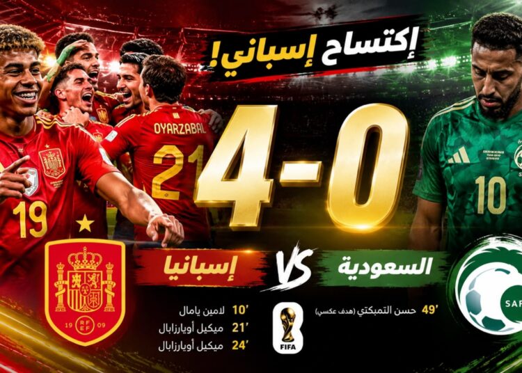 إسبانيا تكتسح السعودية برباعية نظيفة في كأس العالم 2026 وتقترب من ثمن النهائي