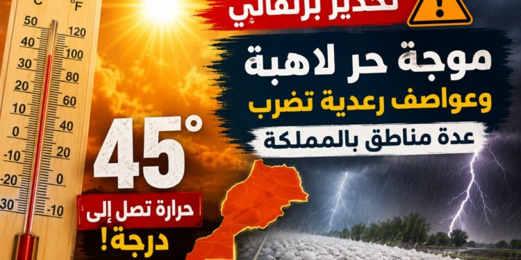 الأرصاد تدق ناقوس الخطر: حرارة تصل إلى 45 درجة وزخات رعدية مرتقبة