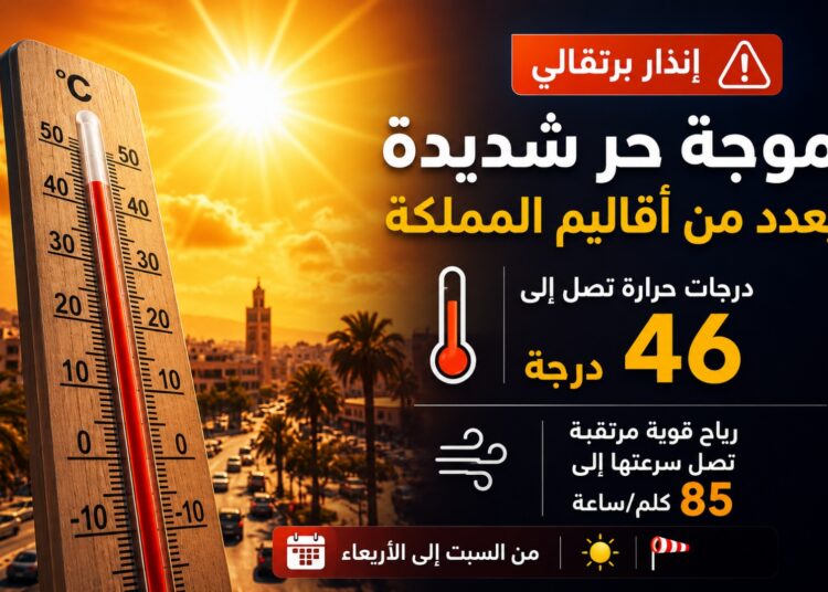 إنذار برتقالي.. حرارة تصل إلى 46 درجة ورياح قوية بعدد من أقاليم المملكة